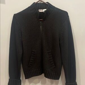 Black Knit Zip-Up Sweater cardigan classic looks